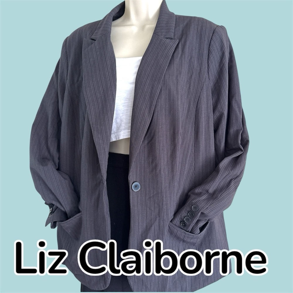 Liz Claiborne Charcoal Pinstripe Blazer